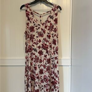Maurices Red and White Floral knit Tank Dress